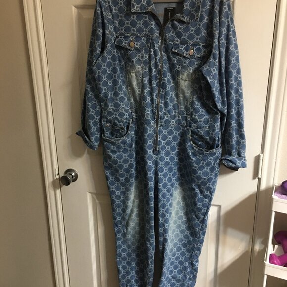 Ashley Stewart Distressed Denim Jumpsuit Size 16 NWT  J1 - Picture 8 of 8